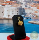 Traditional Croatian 14k Gold Pendant, Dubrovnik Filigree Pendant, Solid 14k Filigree Ball Pendant, Ethnic Minimalist Gold Wedding Jewelry