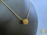 Dainty Sliding 14k Gold Pendant, Traditional Croatian Jewelry, Small Gold Pendant, Gold Filigree Slide Ball Pendant, Dainty Chain Necklace