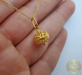 Traditional Croatian 14k Gold Pendant, Dubrovnik Filigree Pendant, Solid 14k Filigree Ball Pendant, Ethnic Minimalist Gold Wedding Jewelry