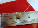 Dainty Sliding 14k Gold Pendant, Traditional Croatian Jewelry, Small Gold Pendant, Gold Filigree Slide Ball Pendant, Dainty Chain Necklace