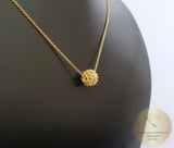 Dainty Sliding 14k Gold Pendant, Traditional Croatian Jewelry, Small Gold Pendant, Gold Filigree Slide Ball Pendant, Dainty Chain Necklace