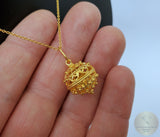 Dubrovnik Filigree Ball Pendant, Solid 14k Gold Pendant, Statement Pendant, Croatian Filigree Pendant Necklace, Vintage Pendant