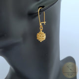Simple 14k Gold Dangle Earrings, Traditional Croatian Gold Filigree Earrings, Dubrovnik Gold Ball Earrings, Wedding 14 k Gold Earrings