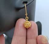 Simple 14k Gold Dangle Earrings, Traditional Croatian Gold Filigree Earrings, Dubrovnik Gold Ball Earrings, Wedding 14 k Gold Earrings