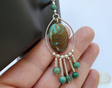 Turquoise Chandelier Earrings, Natural Turquoise Statement Earrings, Long Dangle Earrings, Solid Sterling Silver Earrings, Unique Earrings