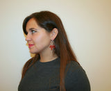 Red Coral Branch Earrings, Unique Mediterranean Red Coral Earrings, Dangle Hoop Earrings, Untreated Coral and Silver, Red Coral Jewelry