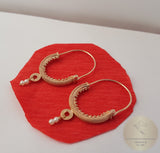 Dubrovnik Filigree Hoop Earrings, Solid Rose Gold Hoops, 14 k Gold Earrings, Ethnic Croatian Bridal Earrings, Pearl Dangle Hoops 14k