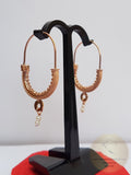 Dubrovnik Filigree Hoop Earrings, Solid Rose Gold Hoops, 14 k Gold Earrings, Ethnic Croatian Bridal Earrings, Pearl Dangle Hoops 14k