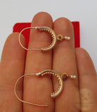 Dubrovnik Filigree Hoop Earrings, Solid Rose Gold Hoops, 14 k Gold Earrings, Ethnic Croatian Bridal Earrings, Pearl Dangle Hoops 14k