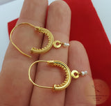 Traditional Croatian Solid Gold Hoop Earrings 14k, Dubrovnik - Konavle Wedding Jewelry, 14k Gold Filigree Hoops, White Pearl Dangle Hoops