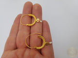Konavle Filigree Hoop Earrings, Traditional Croatian Solid 14k Gold Hoops, Dubrovnik White Pearl Dangle Hoops, Unique Bridal Earrings