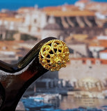 Simple Gold Earrings, 14k Gold Stud Earrings, Traditional Croatian Ethnic Earrings, Gold Filigree Studs, Dubrovnik Earrings Bridal Earrings