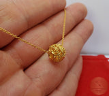 Traditional Croatian Filigree Ball Slider Pendant In 14k Gold, Dubrovnik Solid Gold Floating Pendant, Ethnic Wedding Jewelry, Minimalist