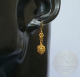 14k Gold Earrings, Traditional Croatian Filigree Hook Earrings, 14 k Gold Earrings, Dubrovnik Gold Ball Earrings, Ethnic Wedding Jewelry