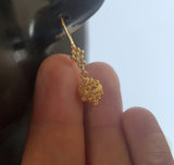 14k Gold Earrings, Traditional Croatian Filigree Hook Earrings, 14 k Gold Earrings, Dubrovnik Gold Ball Earrings, Ethnic Wedding Jewelry