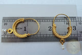 Konavle Filigree Hoop Earrings, Traditional Croatian Solid 14k Gold Hoops, Dubrovnik White Pearl Dangle Hoops, Unique Bridal Earrings