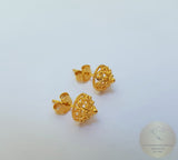 Simple Gold Earrings, 14k Gold Stud Earrings, Traditional Croatian Ethnic Earrings, Gold Filigree Studs, Dubrovnik Earrings Bridal Earrings