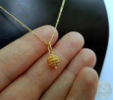 Traditional Croatian Dainty 14k Gold Pendant, Dubrovnik Filigree Ball Pendant, Small Gold Pendant, Solid Yellow Gold Dainty Chain Necklace