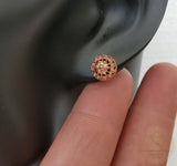 Traditional Croatian Rose Gold Earrings, Solid 14k Pink Gold Filigree Studs, Dubrovnik Filigree Half Ball 14k Gold Studs, Wedding Earrings