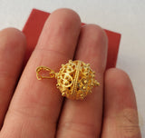 Dubrovnik Filigree Ball Pendant, Solid 14k Gold Pendant, Statement Pendant, Croatian Filigree Pendant Necklace, Vintage Pendant