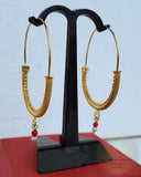 Large 14k Gold Filigree Hoops, Traditional Croatian - Konavle Earrings, Red Coral or White Pearl Dangle Hoops In 14k Gold, Wedding Jewelry
