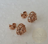 Traditional Croatian Rose Gold Earrings, Solid 14k Pink Gold Filigree Studs, Dubrovnik Filigree Half Ball 14k Gold Studs, Wedding Earrings