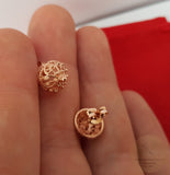 Traditional Croatian Rose Gold Earrings, Solid 14k Pink Gold Filigree Studs, Dubrovnik Filigree Half Ball 14k Gold Studs, Wedding Earrings