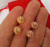 Traditional Croatian Rose Gold Earrings, Solid 14k Pink Gold Filigree Studs, Dubrovnik Filigree Half Ball 14k Gold Studs, Wedding Earrings