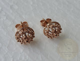 Traditional Croatian Rose Gold Earrings, Solid 14k Pink Gold Filigree Studs, Dubrovnik Filigree Half Ball 14k Gold Studs, Wedding Earrings