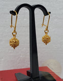 14k Gold Earrings, Traditional Croatian Filigree Ball Earrings, Ethnic Dubrovnik Jewelry, Simple Gold Earrings, Solid Gold Wedding Jewelry