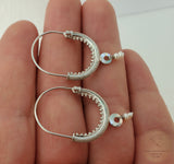 Dubrovnik Filigree Hoop Earrings, Solid White Gold Hoops, 14 k Gold Earrings, Ethnic Croatian Bridal Earrings, Pearl Dangle Hoops 14k