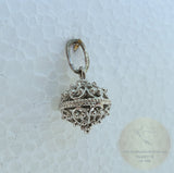 Traditional Croatian 14k White Gold Pendant, Dubrovnik Filigree Pendant, Solid 14k Filigree Ball Pendant, Ethnic Wedding Jewelry in 14k