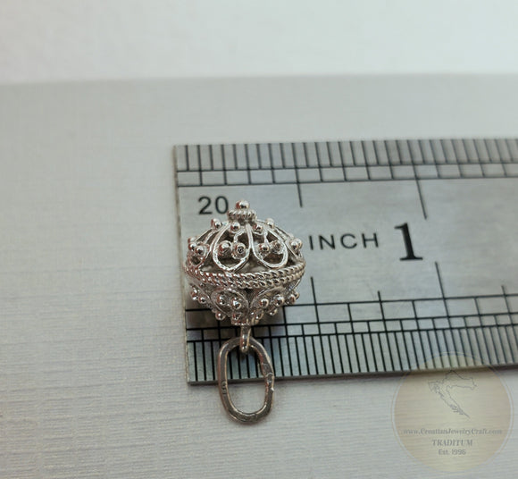Traditional Croatian 14k White Gold Pendant, Dubrovnik Filigree Pendant, Solid 14k Filigree Ball Pendant, Ethnic Wedding Jewelry in 14k