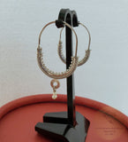 Dubrovnik Filigree Hoop Earrings, Solid White Gold Hoops, 14 k Gold Earrings, Ethnic Croatian Bridal Earrings, Pearl Dangle Hoops 14k