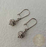 14k White Gold Earrings, Traditional Croatian Earrings, Gold Filigree Ball Earrings, Ethnic Dubrovnik Jewelry Solid Gold Wedding Jewelry