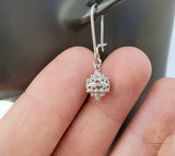 14k White Gold Earrings, Traditional Croatian Earrings, Gold Filigree Ball Earrings, Ethnic Dubrovnik Jewelry Solid Gold Wedding Jewelry