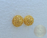 Ethnic Croatian Simple 14k Gold Stud Earrings, 14k Gold Earrings, Gold Filigree Studs, 14k Gold Studs, Gold Wedding Earrings