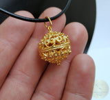 Dubrovnik Filigree Ball Pendant, Solid 14k Gold Pendant, Statement Pendant, Croatian Filigree Pendant Necklace, Vintage Pendant