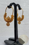 Traditional Croatian Solid Gold Hoop Earrings 14k, Dalmatian Wedding Jewelry - Recine, 14k Gold Filigree Hoops, 14k Dangle Hoops