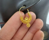 Traditional Croatian Solid Gold Hoop Earrings 14k, Dalmatian Wedding Jewelry - Recine, 14k Gold Filigree Hoops, 14k Dangle Hoops