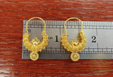 Traditional Croatian Solid Gold Hoop Earrings 14k, Dalmatian Wedding Jewelry - Recine, 14k Gold Filigree Hoops, 14k Dangle Hoops