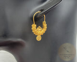 Traditional Croatian Solid Gold Hoop Earrings 14k, Dalmatian Wedding Jewelry - Recine, 14k Gold Filigree Hoops, 14k Dangle Hoops