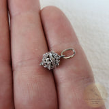 Traditional Croatian Gold Pendant, Dainty 14k White Gold Pendant, Dubrovnik Wedding Jewelry, Solid 14k Filigree Ball Pendant