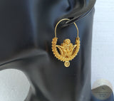 Traditional Croatian Solid Gold Hoop Earrings 14k, Dalmatian Wedding Jewelry - Recine, 14k Gold Filigree Hoops, 14k Dangle Hoops