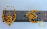 Traditional Croatian Solid Gold Hoop Earrings 14k, Dalmatian Wedding Jewelry - Recine, 14k Gold Filigree Hoops, 14k Dangle Hoops