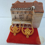 Traditional Croatian Solid Gold Hoop Earrings 14k, Dalmatian Wedding Jewelry - Recine, 14k Gold Filigree Hoops, 14k Dangle Hoops