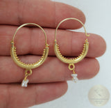 Croatian Filigree Hoop Earrings, Gold Plated Hoop Earrings, Pearl Dangle Hoops, Wedding Earrings, 24k Gold Plated Sterling Silver Earrings