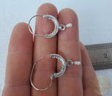 Dubrovnik Filigree Hoop Earrings, Solid White Gold Hoops, 14 k Gold Earrings, Ethnic Croatian Bridal Earrings, Pearl Dangle Hoops 14k