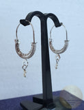 Dubrovnik Filigree Hoop Earrings, Solid White Gold Hoops, 14 k Gold Earrings, Ethnic Croatian Bridal Earrings, Pearl Dangle Hoops 14k