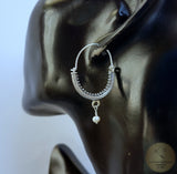 Croatian Hoop Earrings, Sterling Silver Filigree Hoops, White Pearl Dangle Hoops, Konavle Earrings, Dubrovnik Jewelry, Wedding Jewelry